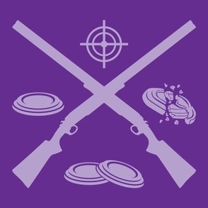  Crossed Shotguns with Clay Targets - Trap Shooting & Skeet Shooting - Purple, Lavender