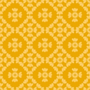 Large Daisy Petals floral mosaic tile on yellow 