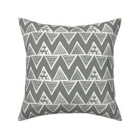 Bigger Scale Tribal Triangle ZigZag Stripes White on Slate