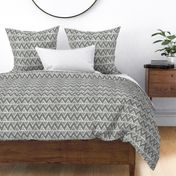 Bigger Scale Tribal Triangle ZigZag Stripes White on Slate