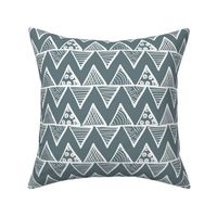 Bigger Scale Tribal Triangle ZigZag Stripes White on Pewter
