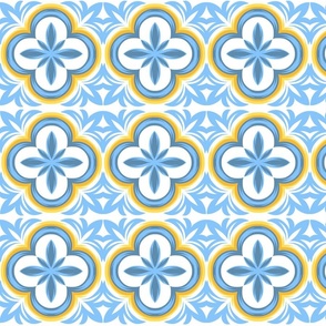 Blue italian tile yellow edging/ large scale
