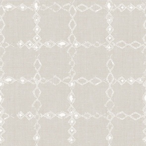 Geometric Faded Grid Off White Grey Large