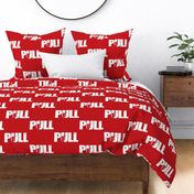  PULL! Word Art - Trap Shooting & Skeet Shooting - Red, White Silhouette