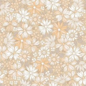 Neutral Daisy Garden Beige Large