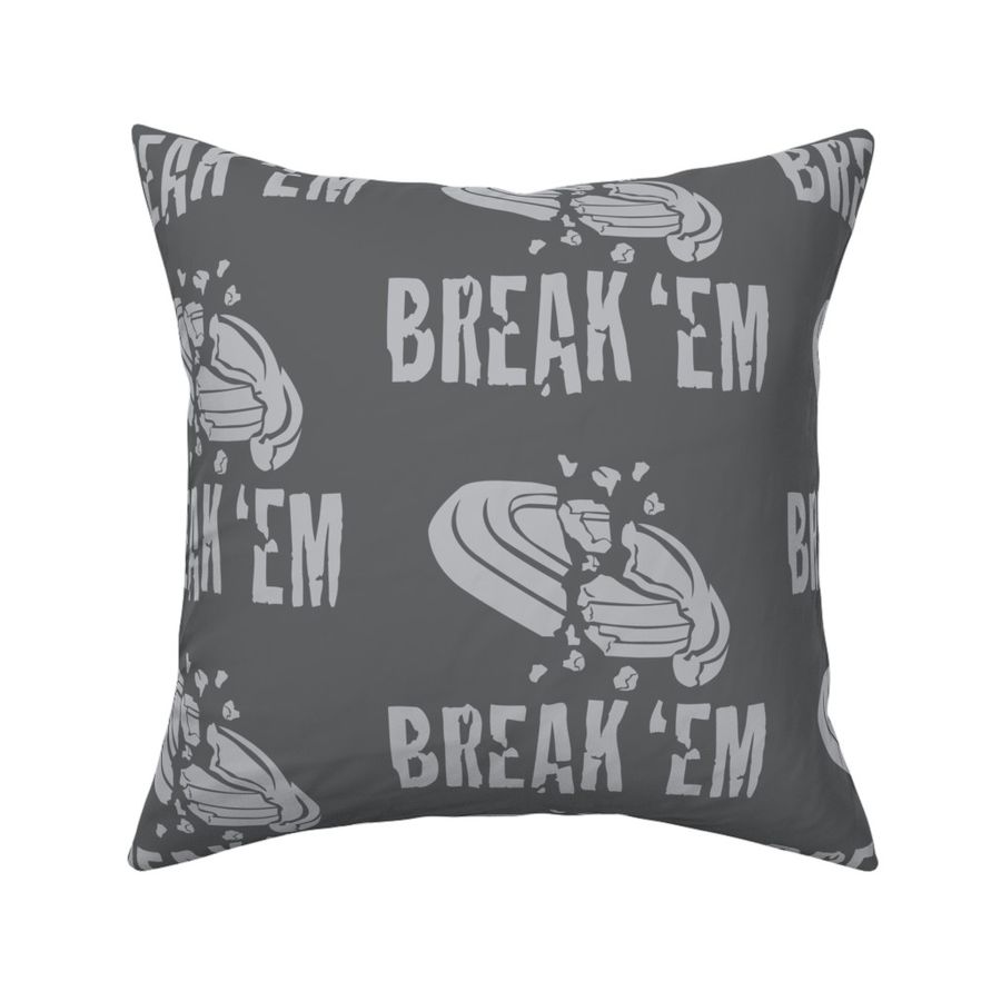  BREAK ‘EM! Word Art - Trap Shooting & Skeet Shooting - Gray Silhouette