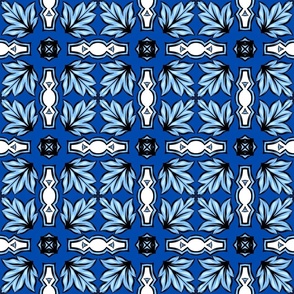 Blue leaves italian tile / medium scale