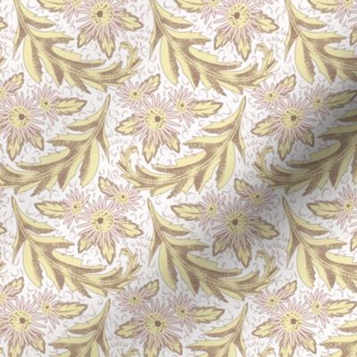 Breezy Daisy - Butter Yellow Piglet Pink- Neutral Floral- Pastels- Small Scale 