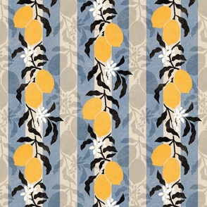Limone Stripe - 12" large - blue, sand, yellow, black, and white