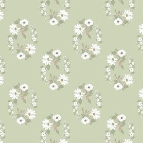 Vintage White Flower on Spring Green // Regency Little Girl // Mini