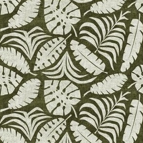 (small scale) Botanical Home - Tropical Leaves - dark olive - LAD23