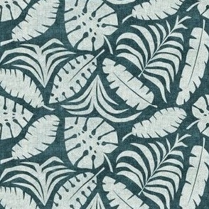 (small scale) Botanical Home - Tropical Leaves - teal - LAD23