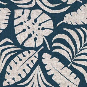 Botanical Home - Tropical Leaves - dark blue - LAD23