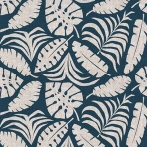 (small scale) Botanical Home - Tropical Leaves - dark blue - LAD23