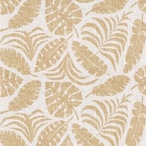 (small scale) Botanical Home - Tropical Leaves - soft golden brown/neutral - LAD23