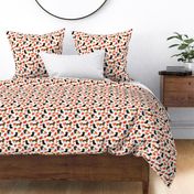 small print // Dachshund Dog and California Poppy flowers orange floral brown and black dog fabric