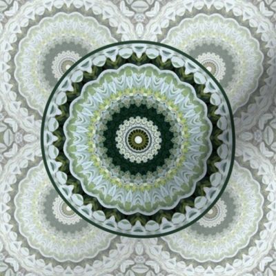 Green and White Mandala 2636