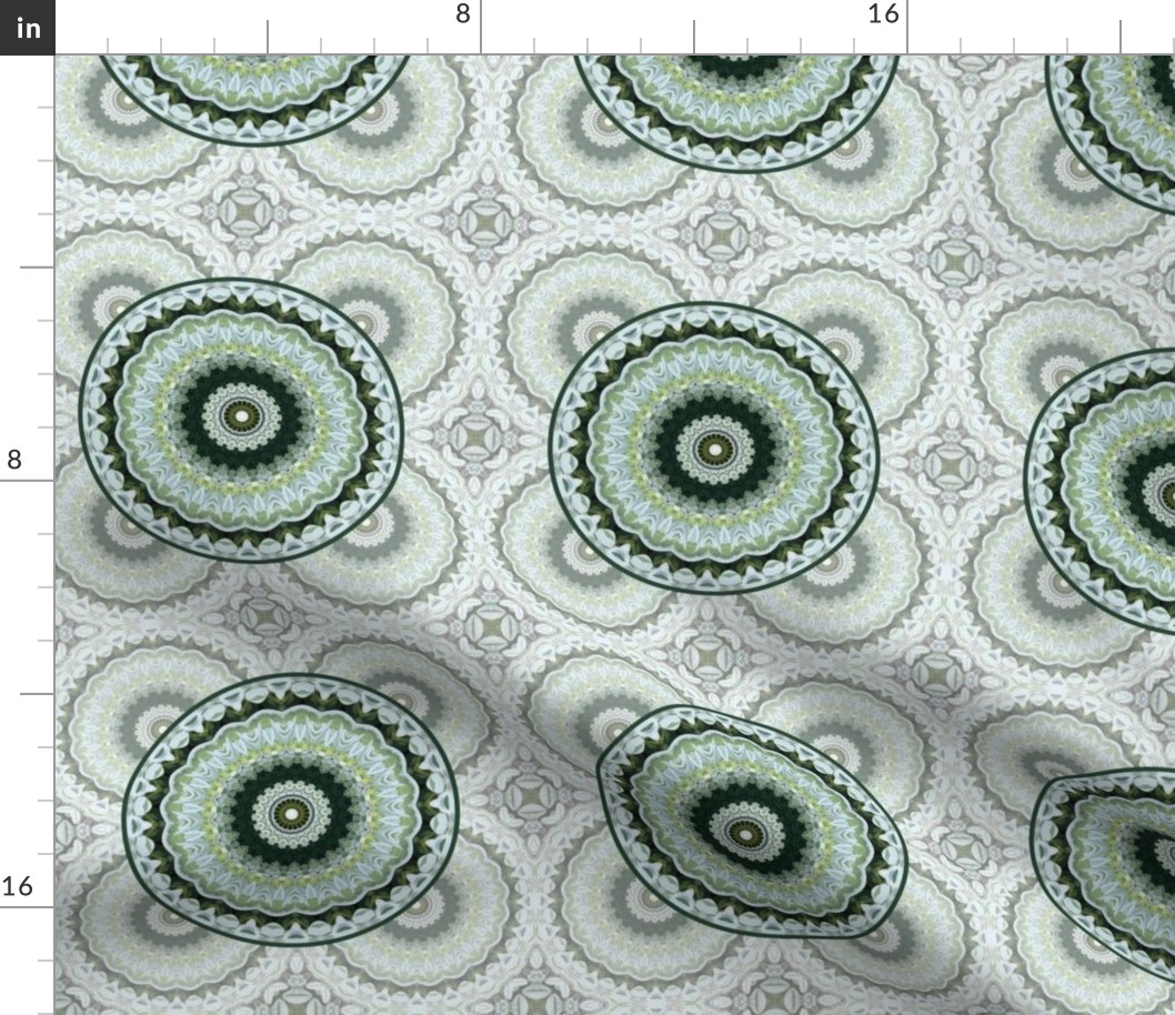 Green and White Mandala 2636