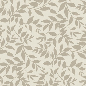 Wisteria Leaves Greige Natural Linen