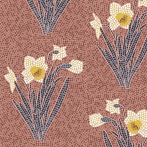 Dark Pink Tiled Daffodils