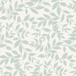Wistaria Leaves Sage Green Ivory