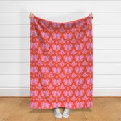 Frenchie Dog Block Print Inspired Style - Red and Pink LG
