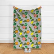 Citrus Pop Art on Stripes (large scale) 