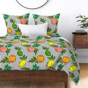 Citrus Pop Art on Stripes (large scale) 