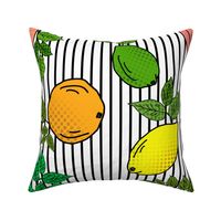 Citrus Pop Art on Stripes (large scale) 