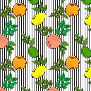 Citrus Pop Art on Stripes 