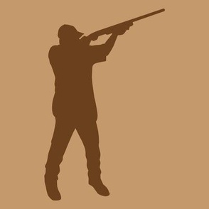  READY AIM FIRE! Male Trap Shooter - Trap Shooting & Skeet Shooting - Browns and Tan