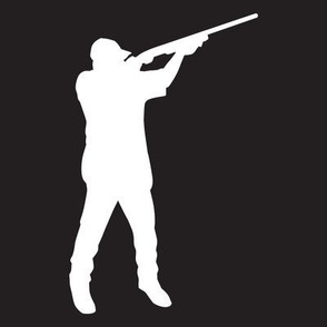  READY AIM FIRE! Male Trap Shooter - Trap Shooting & Skeet Shooting - White & Black