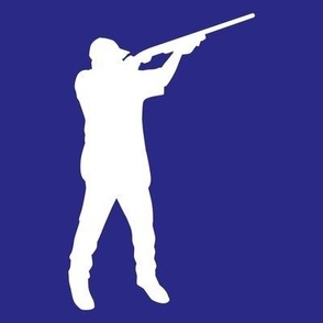  READY AIM FIRE! Male Trap Shooter - Trap Shooting & Skeet Shooting - Blue & White