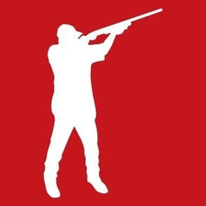  READY AIM FIRE! Male Trap Shooter - Trap Shooting & Skeet Shooting - Red & White