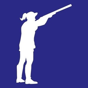  READY AIM FIRE! Female Trap Shooter - Trap Shooting & Skeet Shooting - Dark Blue & White