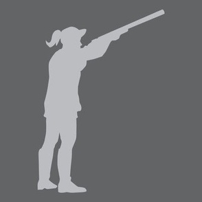  READY AIM FIRE! Female Trap Shooter - Trap Shooting & Skeet Shooting - Light & Medium Gray