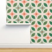 Large scale • Geometric mid-century tiles green