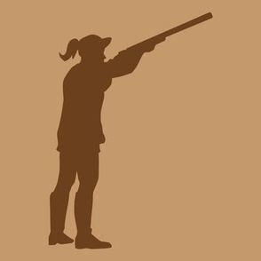  READY AIM FIRE! Female Trap Shooter - Trap Shooting & Skeet Shooting - Brown and Tan
