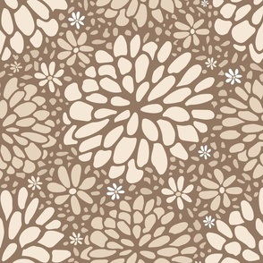 Chrysanthemum and Daisy in Beige