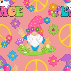 Gnome Peace Sign, pink