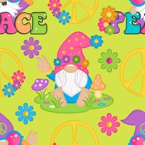 Gnome Peace Sign, green/yellow