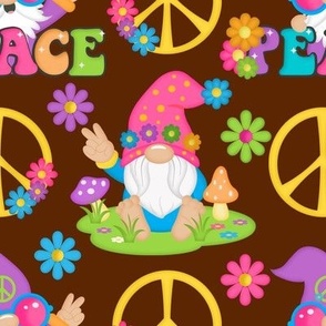 Gnome Peace Sign, brown