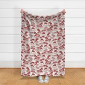 Georgie Hawaiian Toile Floral - White Red Large