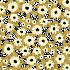 Daisy Hand Painted Floral - Mustard Large