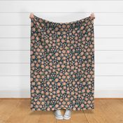 Daisy Hand Painted Floral -Navy Large