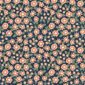 Daisy Hand Painted Floral Navy Small