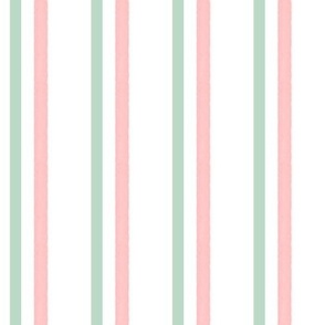 Pastel Pink and Green Watercolor Stripe