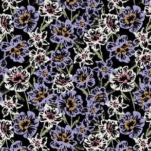 Rusty Painted Floral - Black Small