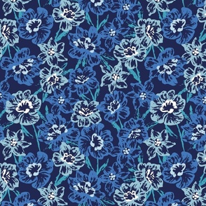 Rusty Painted Floral - Navy Small