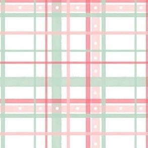 Pink and green plaid dots